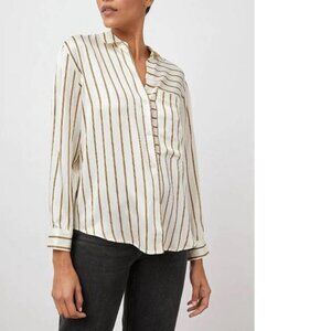 Rails Spencer Stripe Silk Shirt Long Sleeve button front elegant luxe